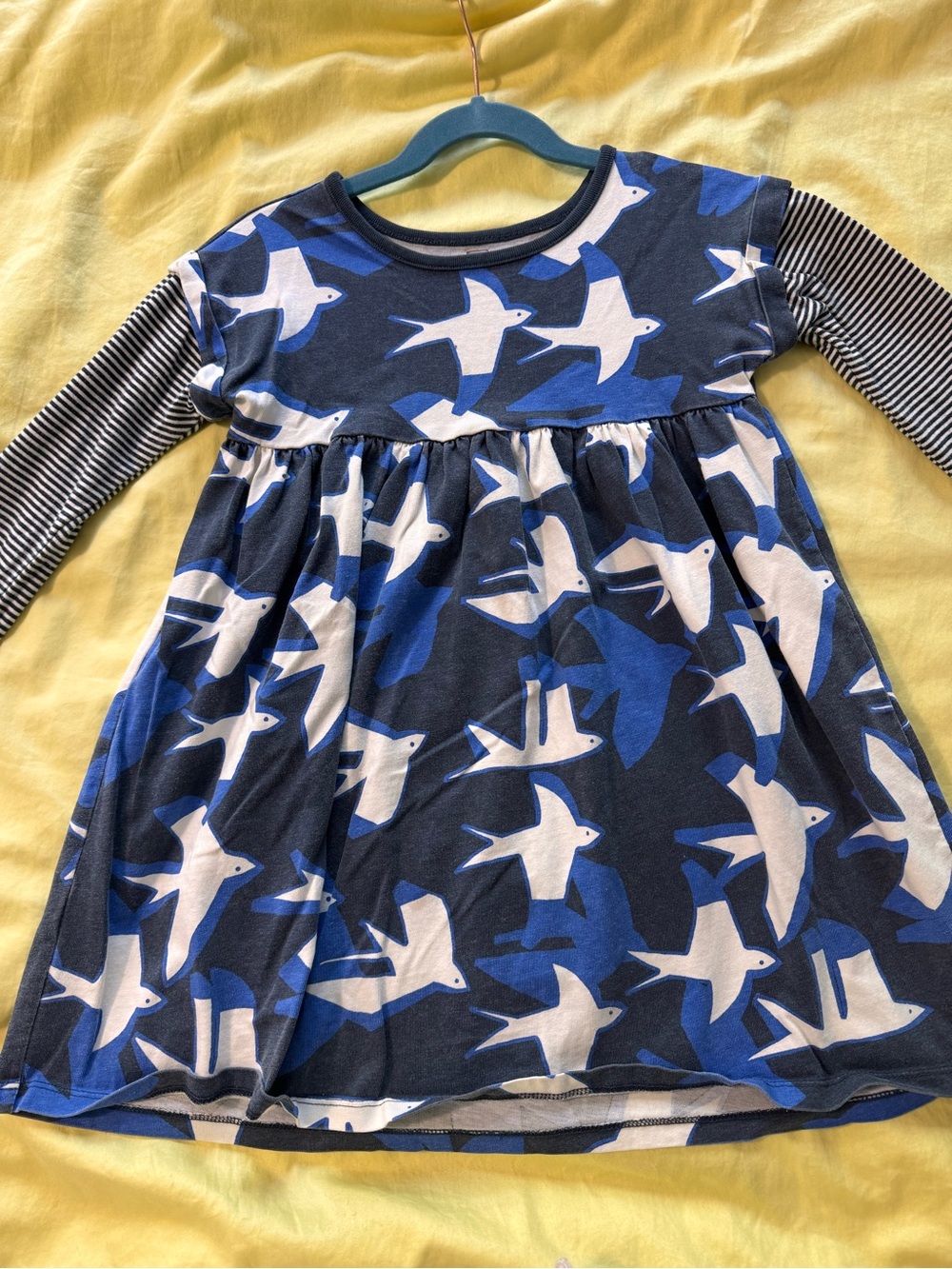 Girls Tea Collection “Sea Birds” Print Navy & White Long Sleeve Dress